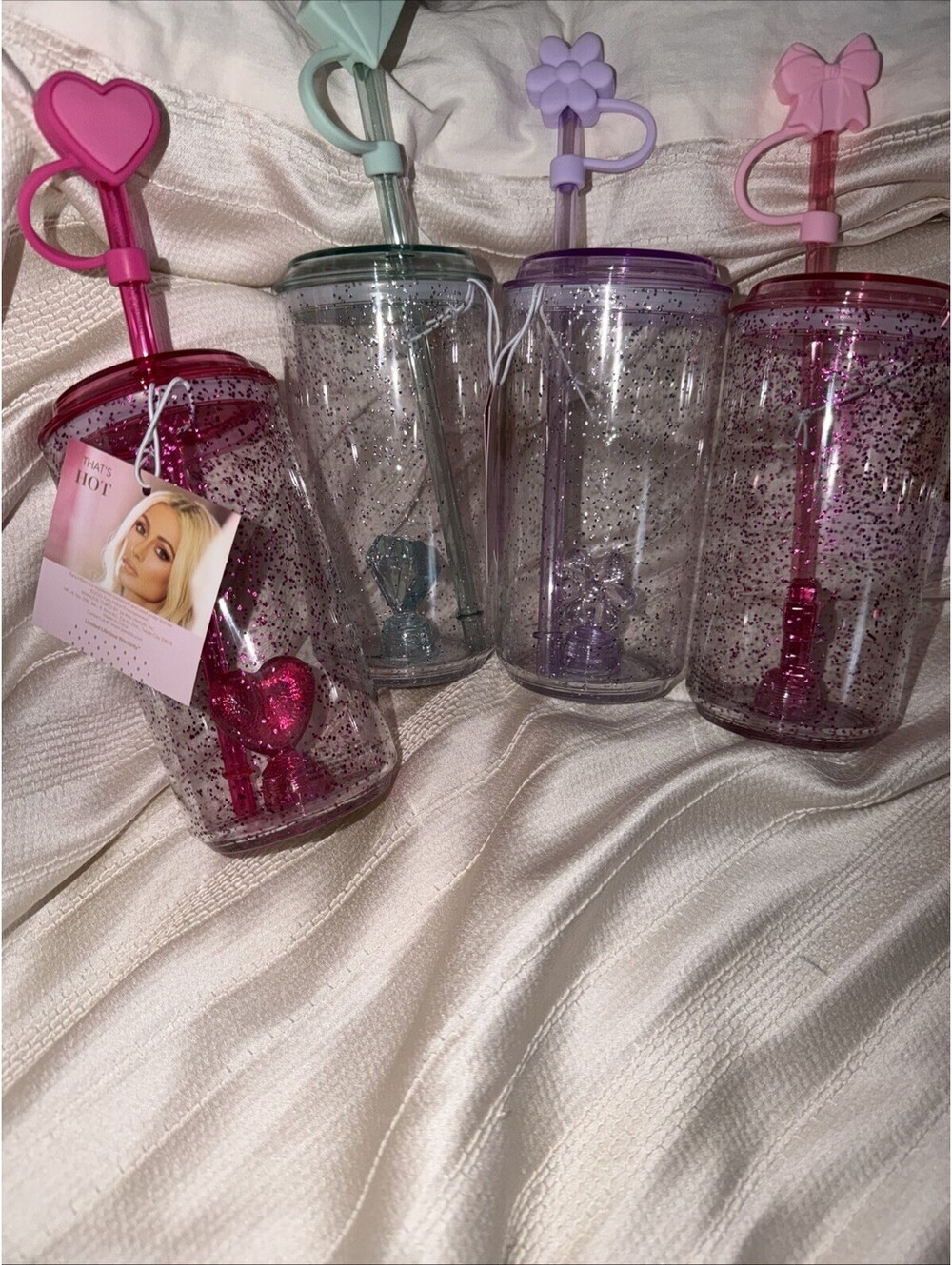 Paris Hilton 18 Ounce Glitter Sipper Set Of 4